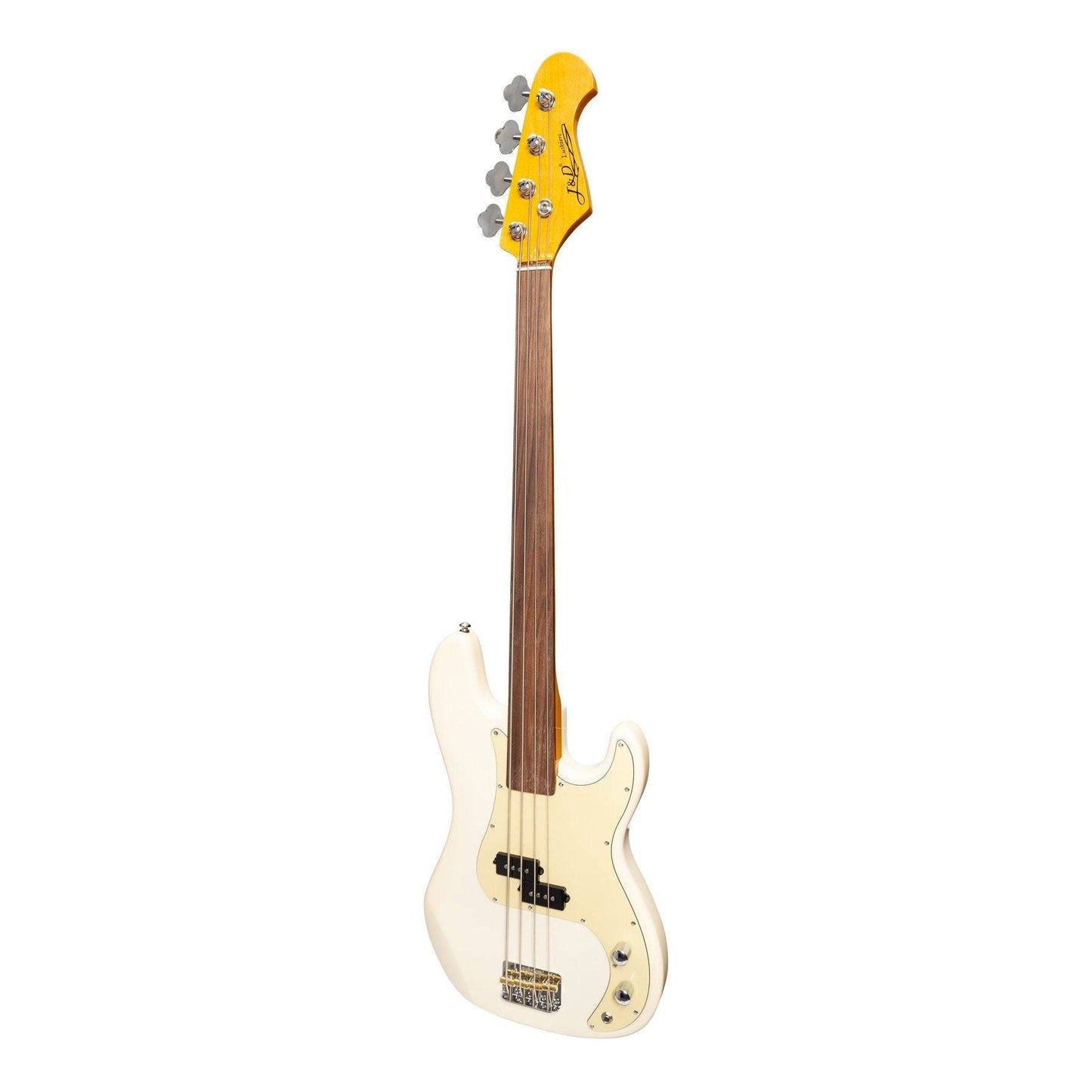 J&D Luthiers 4-String PB-Style Fretless Electric Bass Guitar Cream J&D Luthiers Bass Guitars