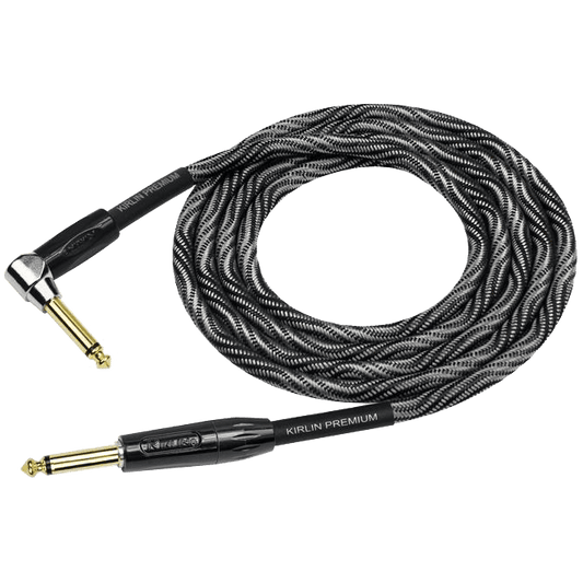 Kirlin IWB202WBW 10ft Premium Plus Wave Black Guitar Cable RA - Straight Kirlin Cables & Leads