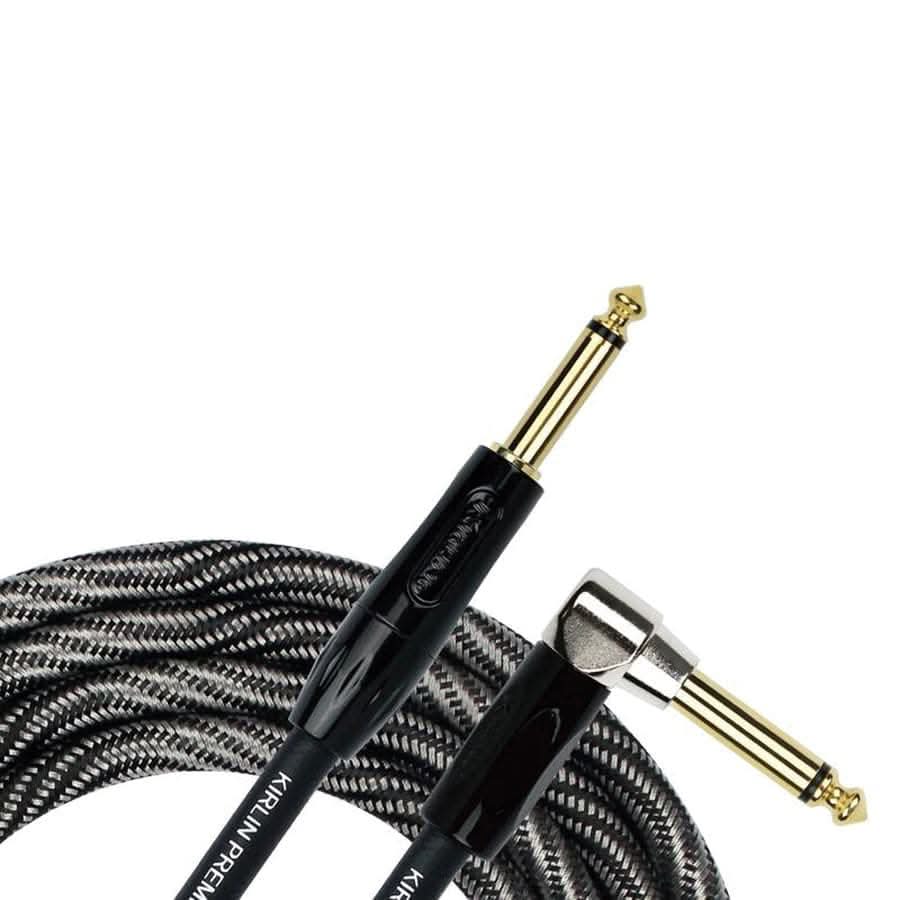 Kirlin IWB202WBW 20ft Premium Plus Wave Black Guitar Cable RA - Straight Kirlin Cables & Leads