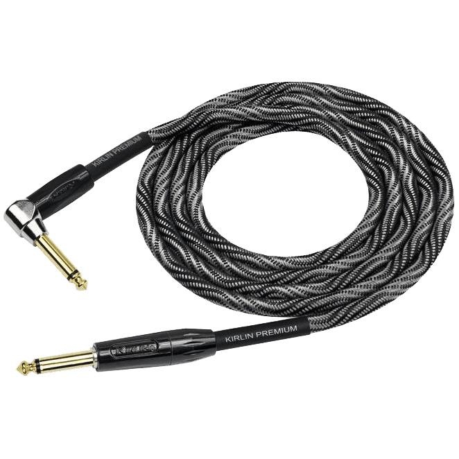 Kirlin IWB202WBW 20ft Premium Plus Wave Black Guitar Cable RA - Straight Kirlin Cables & Leads