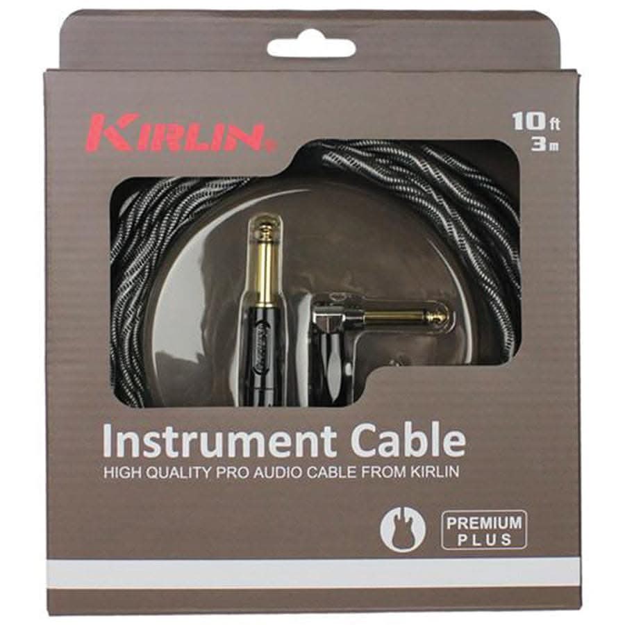 Kirlin IWB202WBW 20ft Premium Plus Wave Black Guitar Cable RA - Straight Kirlin Cables & Leads