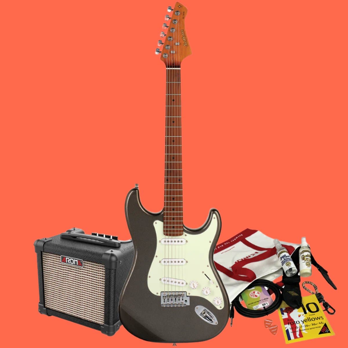 Northstar S-Style Electric Guitar Charcoal Frost with Aroma 10W Amp & Accessory Pack Northstar Electric Guitars