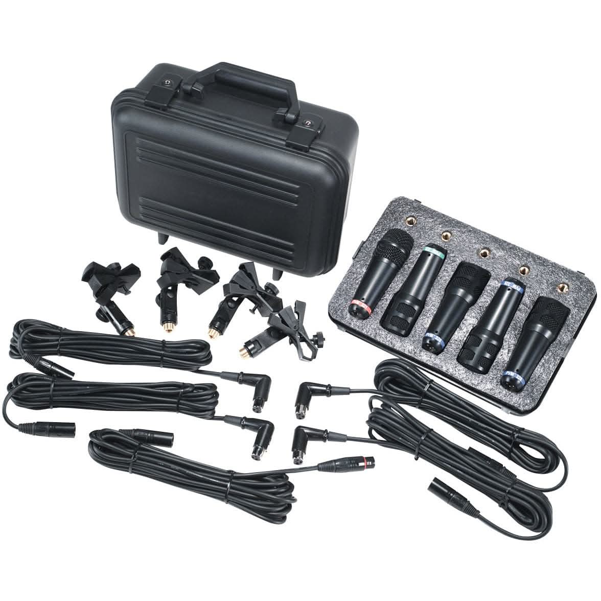 Peavey PVM DMS-5 Drum Microphone System with Mounts, Cables & Carry Case
