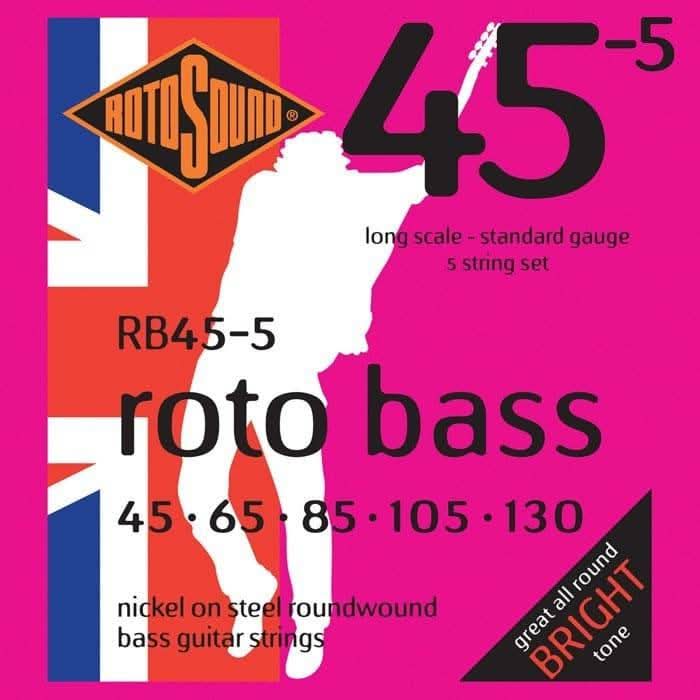 Rotosound RB455 Rotobass 5 String Standard 45 -130 Rotosound Bass Guitar Strings