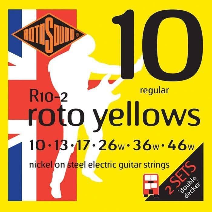 Rotosound R10 Roto Yellows Electric Strings 2 PK Rotosound Electric Guitar Strings