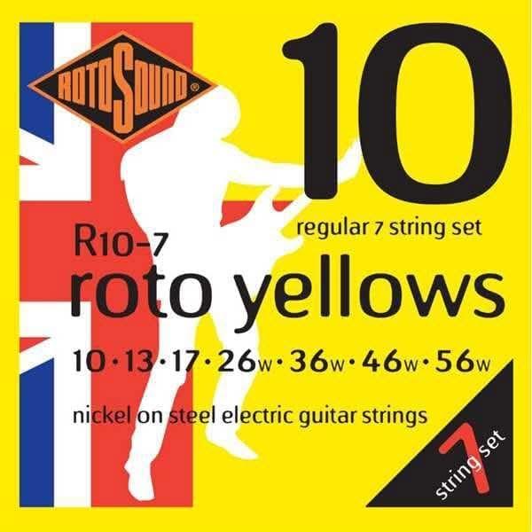 Rotosound R107 Roto Yellows 7 String Electric Set 10 - 56 Rotosound Electric Guitar Strings