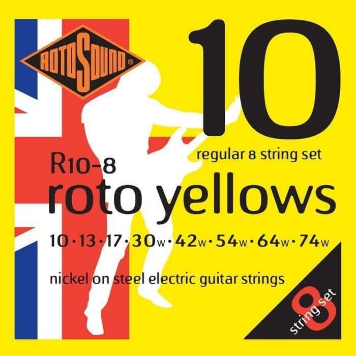 Rotosound R108 Roto Yellows 8 Strings Electric String Set 10-74 Rotosound Electric Guitar Strings