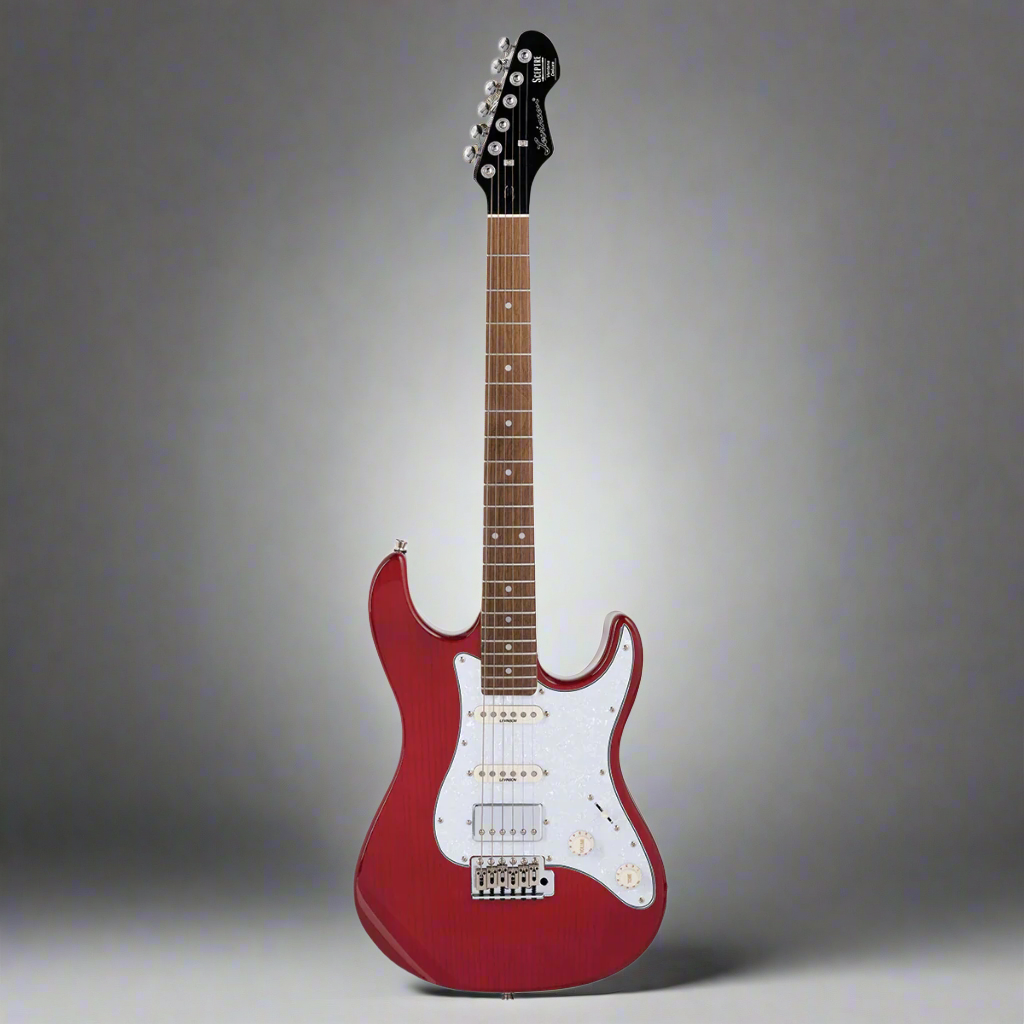 Sceptre Ventana Deluxe Double Cutaway HSS See Thru Red Sceptre Electric Guitars