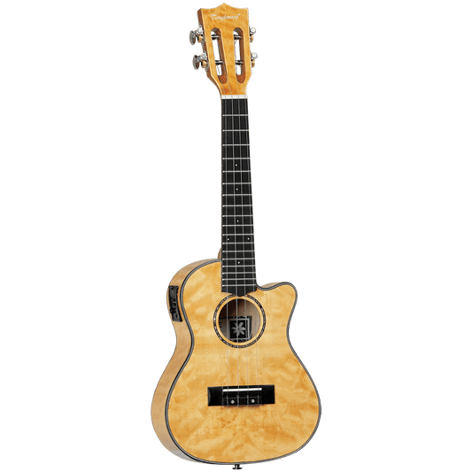 Tanglewood TWT29E Tiare Concert Tennessee Honey Gloss Quilted Maple Cutaway Ukulele w/Pick Up Tanglewood Folk Ukulele