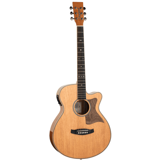 Tanglewood TRSFCEFMH Reunion Australian Red Cedar Top Super Folk C/E with Flame Okoume B/S Tanglewood Guitars Acoustic Guitars