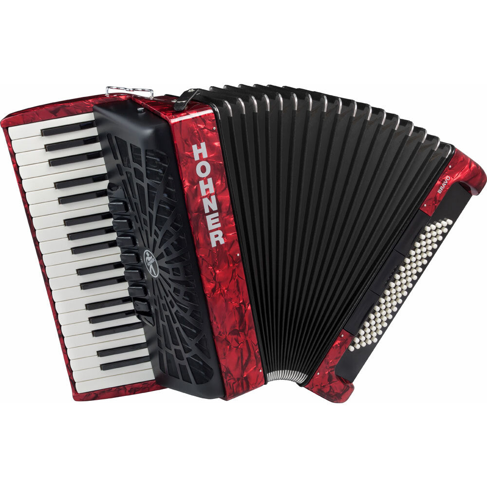 Hohner Bravo III 80 Bass Chromatic Accordion In Red Pearl Hohner Bass Accordion, Chromatic Accordion, Hohner Accordion, Hohner Bass Accordion 1