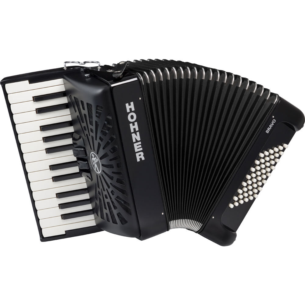 Hohner Bravo II 48 Bass Chromatic Accordion In Black Hohner Bass Accordion, Chromatic Accordion, Hohner Accordion, Hohner Bass Accordion 1