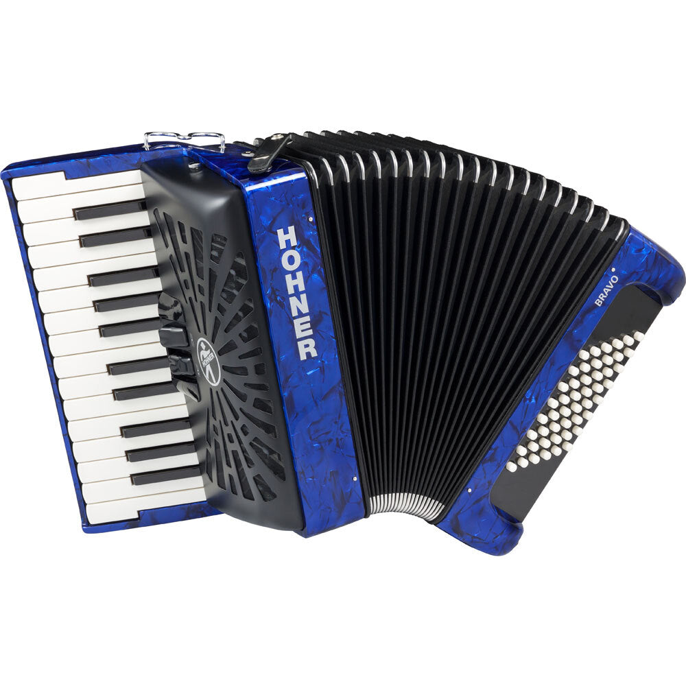 Hohner Bravo II 48 Bass Chromatic Accordion in Blue Pearl Hohner Bass Accordion, Chromatic Accordion, Hohner Accordion, Hohner Bass Accordion 1