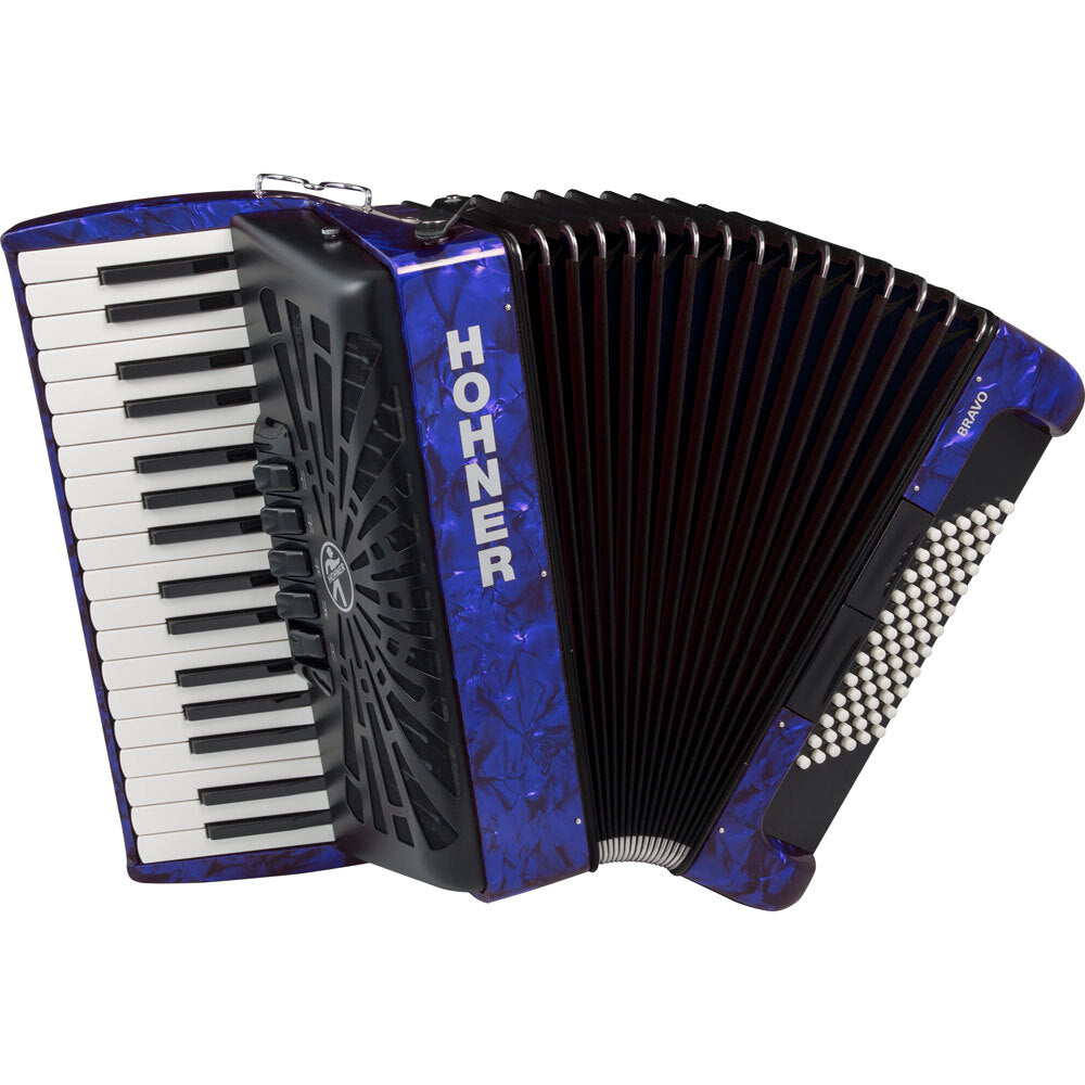 Hohner Bravo III 72 Bass Chromatic Accordion In Blue Pearl Hohner Bass Accordion, Chromatic Accordion, Hohner Accordion, Hohner Bass Accordion 1