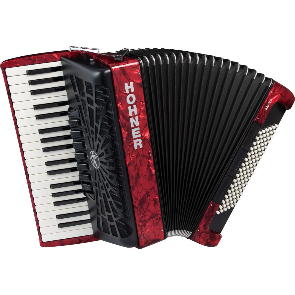 Hohner Bravo III 96 Bass Chromatic Accordion In Red Pearl Hohner Bass Accordion, Chromatic Accordion, Hohner Accordion, Hohner Bass Accordion 1