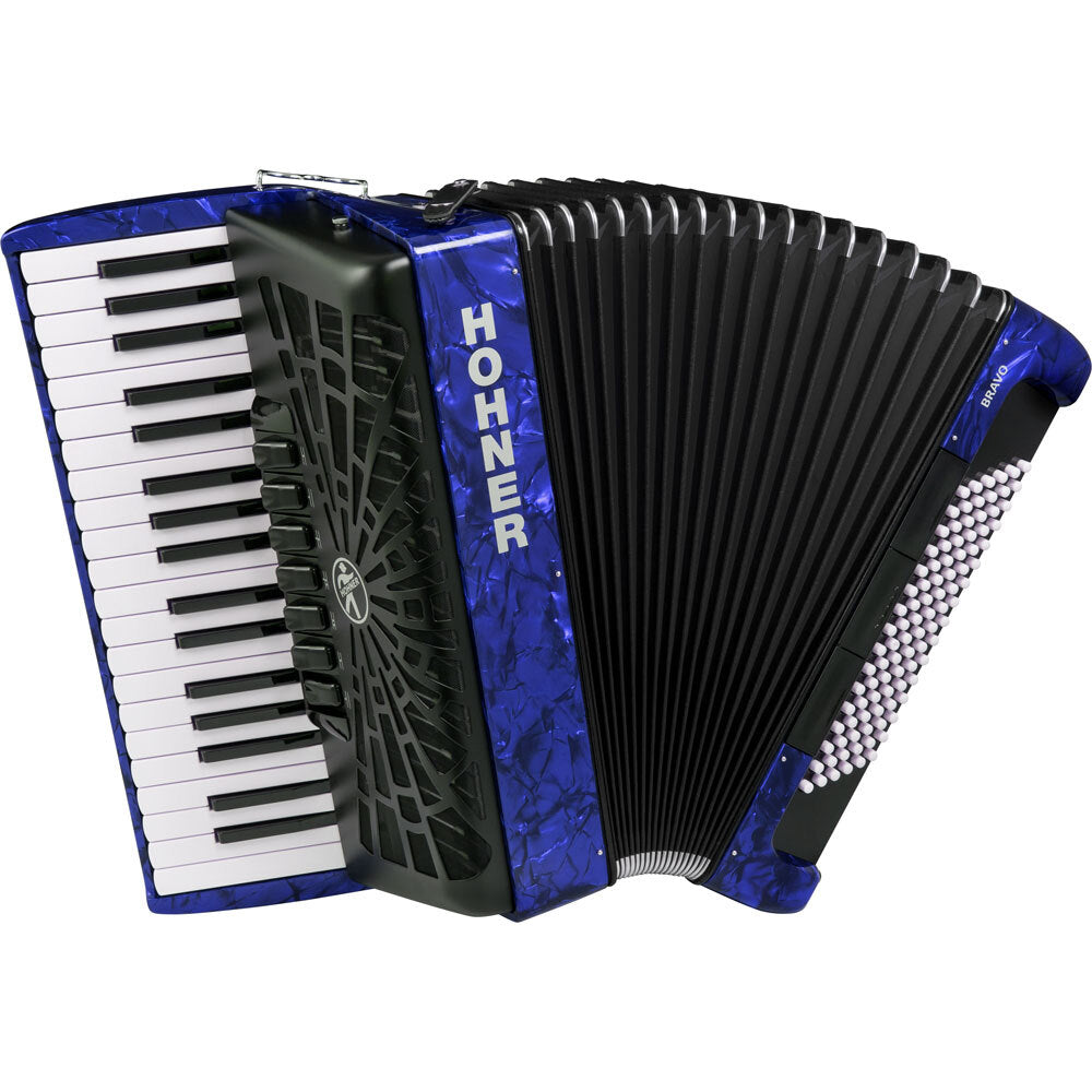 Hohner Bravo III 96 Bass Chromatic Accordion in Blue Pearl Hohner Bass Accordion, Chromatic Accordion, Hohner Accordion, Hohner Bass Accordion 1