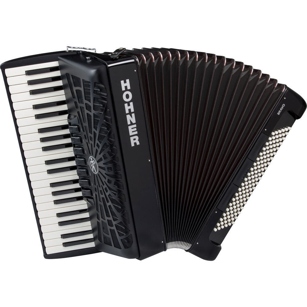 Hohner Bravo III 120 Bass Chromatic Accordion in Black Hohner Bass Accordion, Chromatic Accordion, Hohner Accordion, Hohner Bass Accordion 1