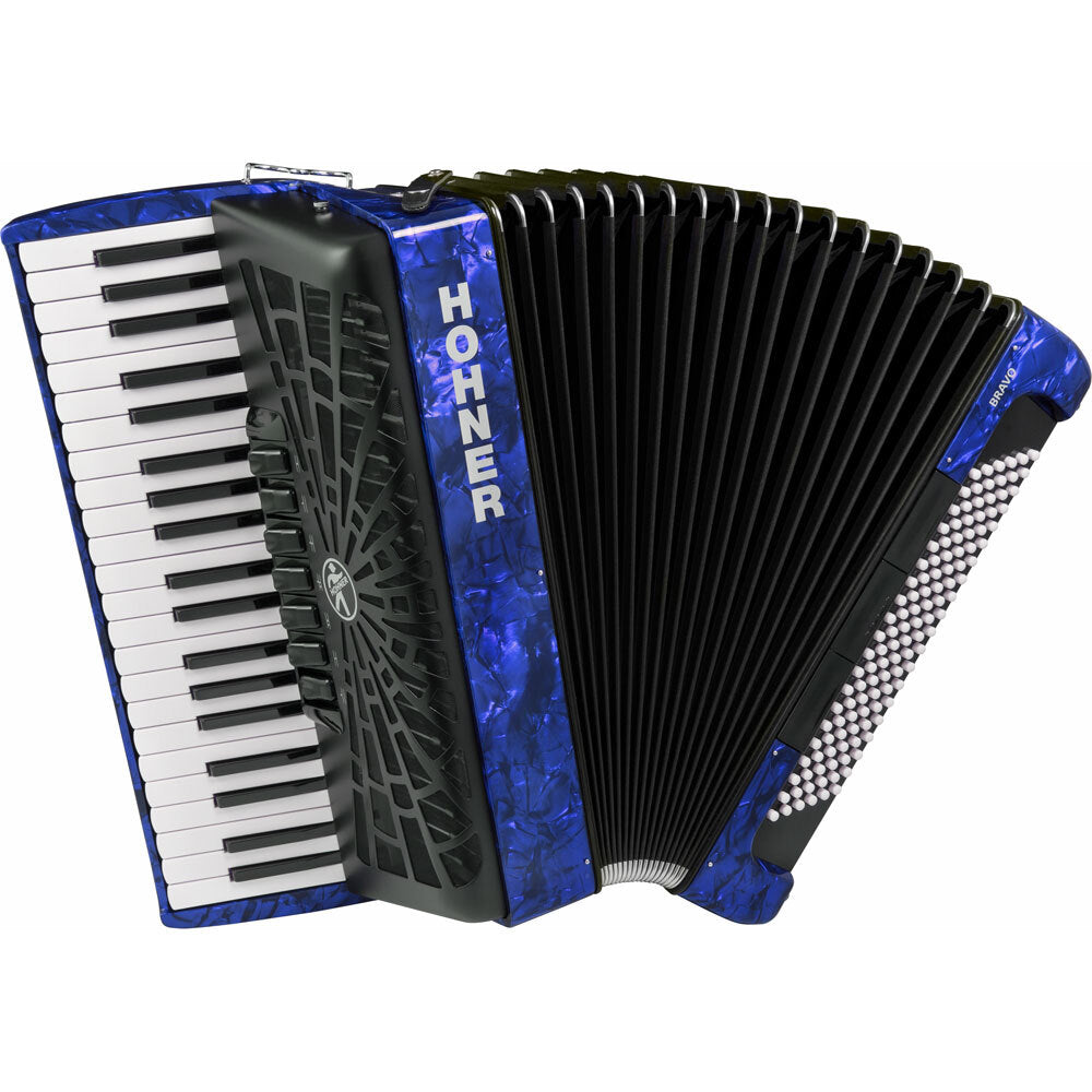 Hohner Bravo III 120 Bass Chromatic Accordion in Blue Pearl Hohner Bass Accordion, Chromatic Accordion, Hohner Accordion, Hohner Bass Accordion 1