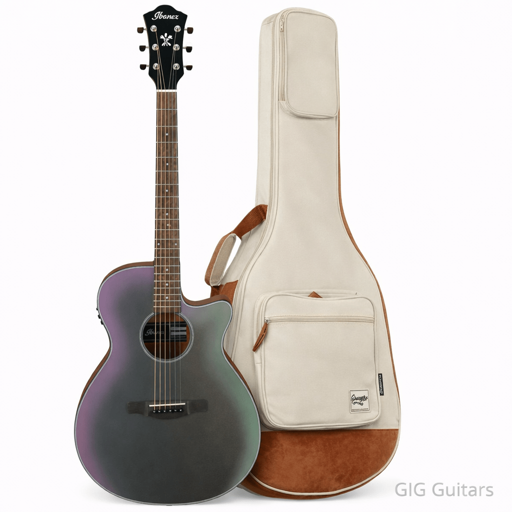 Ibanez AEG50‑BAM Acoustic‑Electric Guitar Bundle – Black Aurora Burst Matte Ibanez Acoustic Electric Guitar, Acoustic Gig Bag, Acoustic Guitar, Acoustic Guitars, Beginner, Beginner Packs, Beginners Pack, Bundle, Gig Bag, With Gig Bag 1