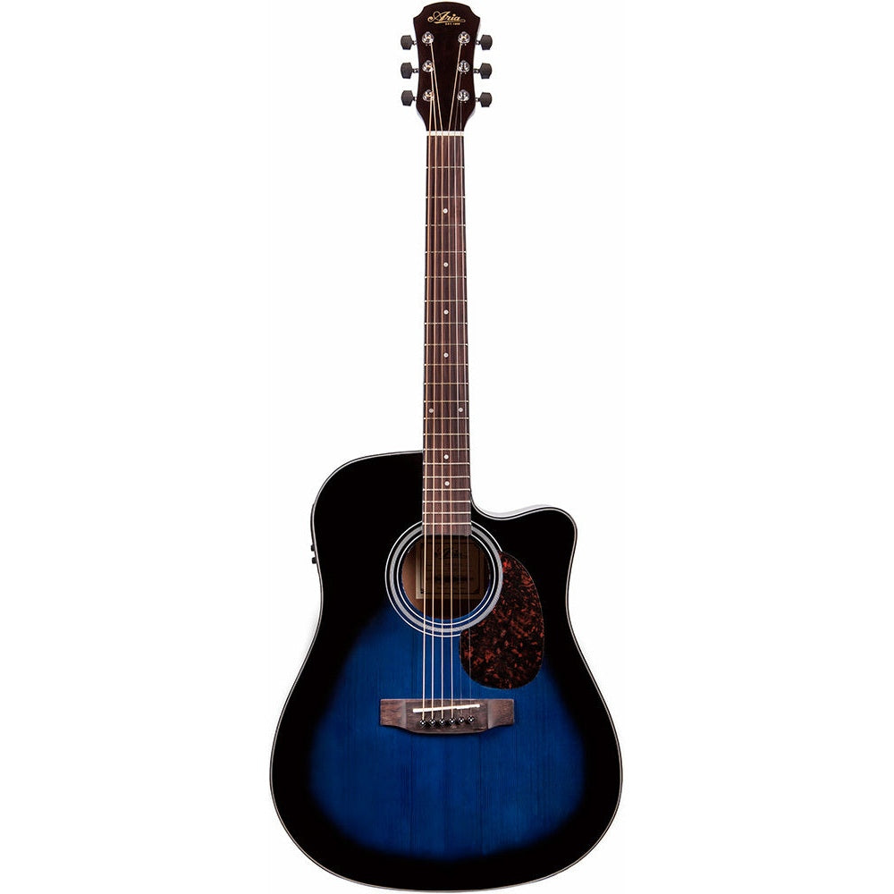 Aria ADW-01 Series Dreadnought AC/EL Guitar with Cutaway in Blue Shade Gloss Finish