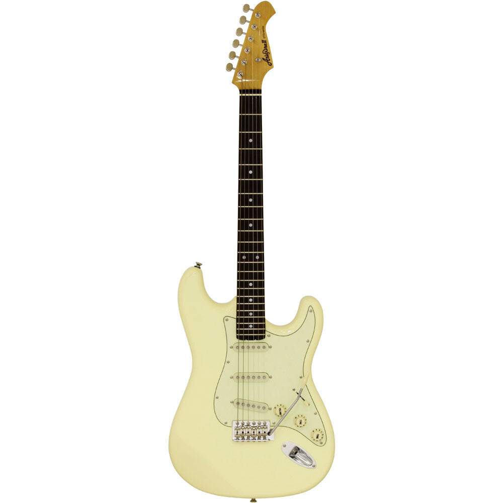 Aria STG-62 Modern Classics Series Electric Guitar in Vintage White-Vintage White with Mint Green Pickguard