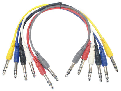 Leem 1ft Stereo Patch Cables 6pk (1/4" Stereo Jack Plug - 1/4" Stereo Jack Plug )
