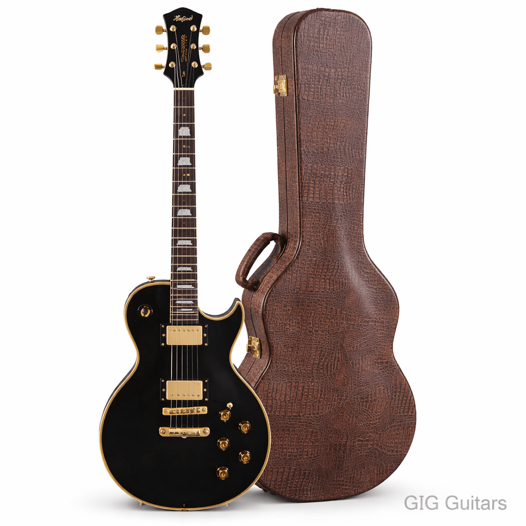 Aria PE‑F80 Electric Guitar Bundle – Black Gloss Top + Torque Wooden LP‑Style Case Aria Bundle, Case, Electric Guitar, Electric Guitar Case, Guitar Hardcase, Hardcase, With Case 1