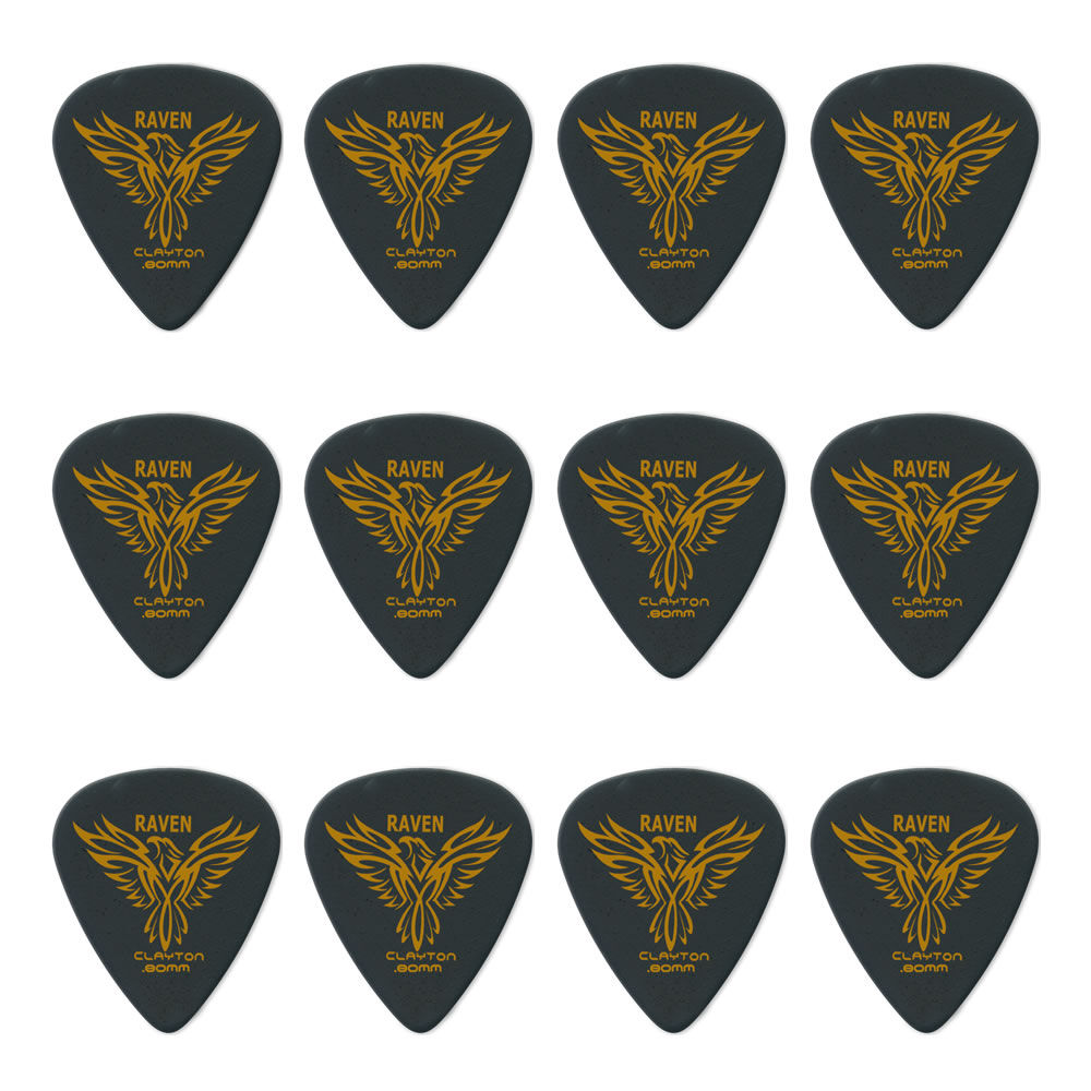 Clayton Black Raven Standard Guitar Picks (0.80mm) - 12pk