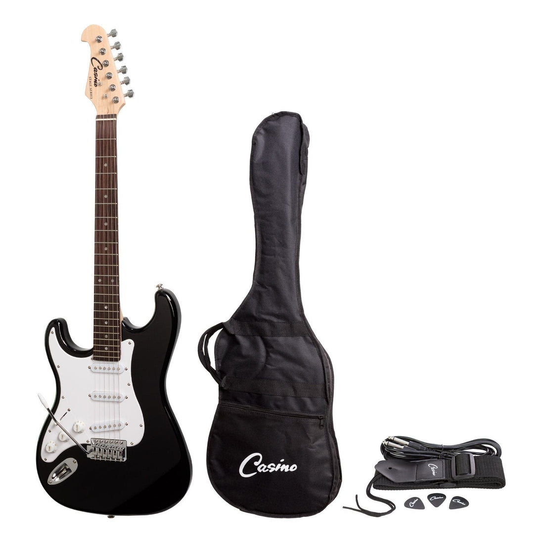 Casino ST-Style Left Handed Electric Guitar Set (Black) - GIG Guitars