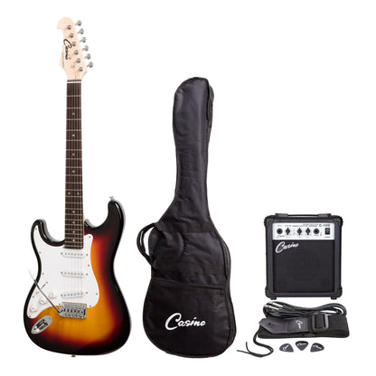 Casino ST-Style Left Handed Electric Guitar and 10 Watt Amplifier Pack (Sunburst) - GIG Guitars