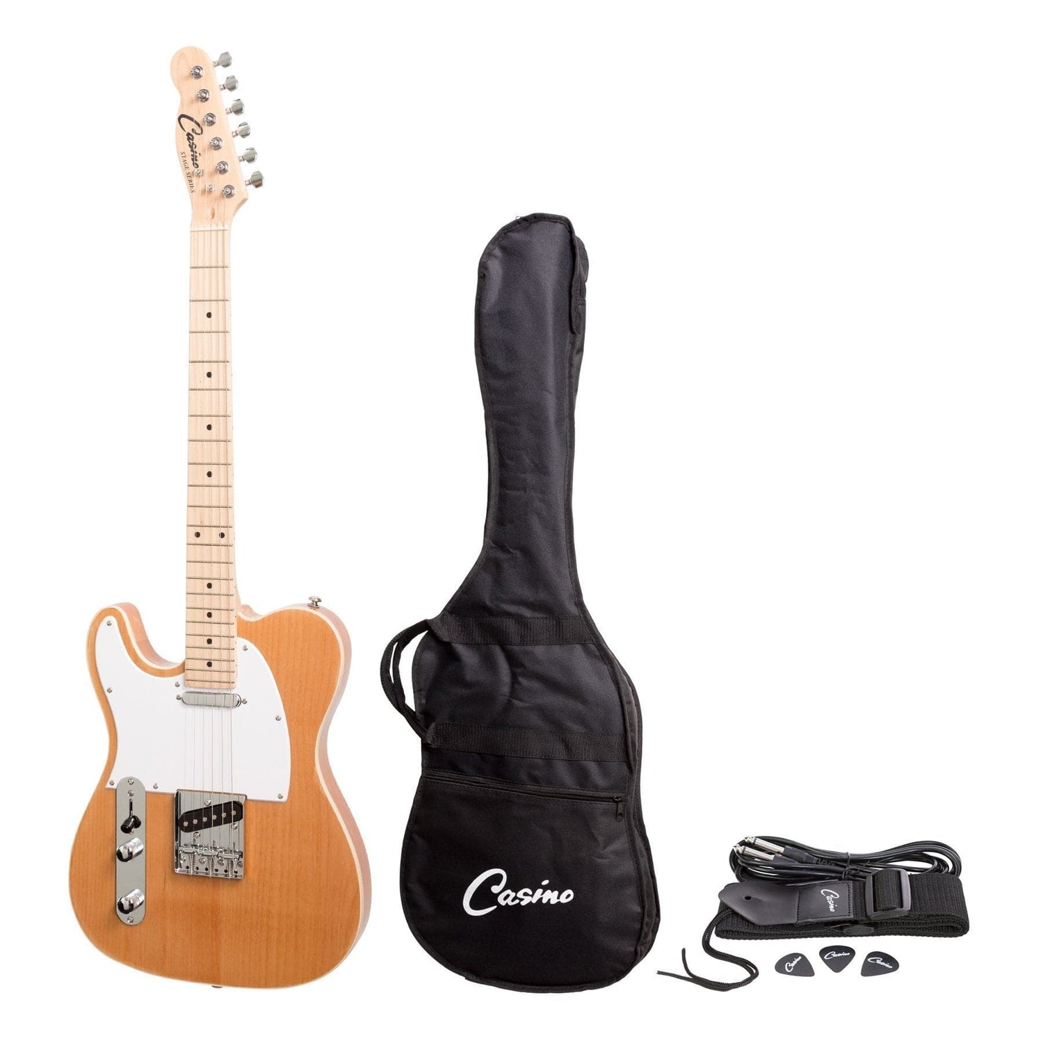 Casino TE-Style Left Handed Electric Guitar Set (Natural Gloss) - GIG Guitars