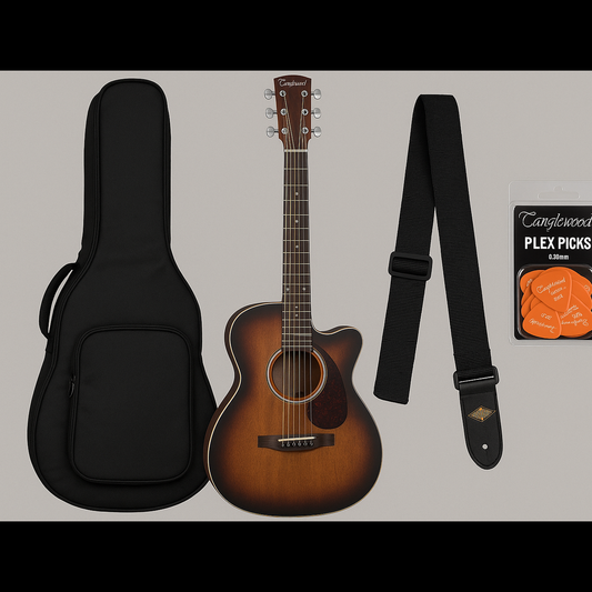 Tanglewood Crossroads Starter Bundle – Superfolk Cutaway + Essentials