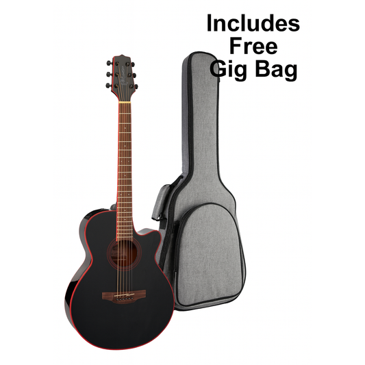 Takamine G49 Series FXC AC/EL Guitar with Cutaway in Cosmic Black Sparkle Finish + Free Gig Bag