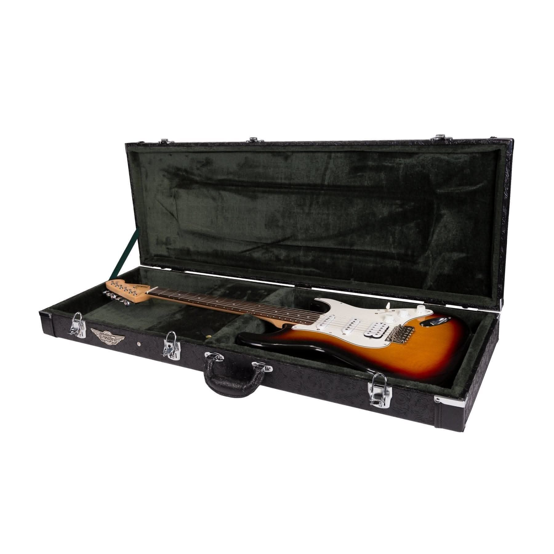 Crossfire Deluxe Rectangular ST and TE-Style Electric Guitar Hard Case (Paisley Black) - GIG Guitars