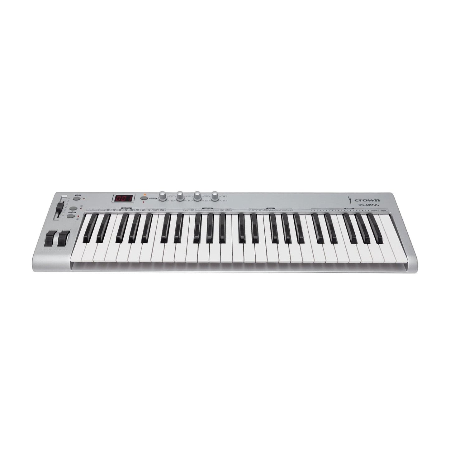 Crown CK-49 MIDI USB 49-Key Electronic Portable Keyboard Controller (Silver) - GIG Guitars