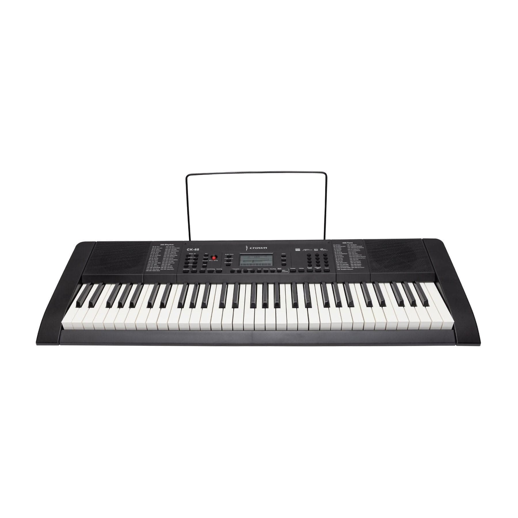 Crown CK-68 Touch Sensitive Multi-Function 61-Key Electronic Portable Keyboard with MIDI (Black) - GIG Guitars