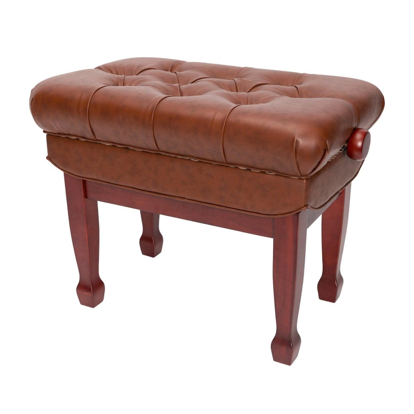 Crown Deluxe Double Padded Height Adjustable Large Piano Stool Height (Mahogany) - GIG Guitars