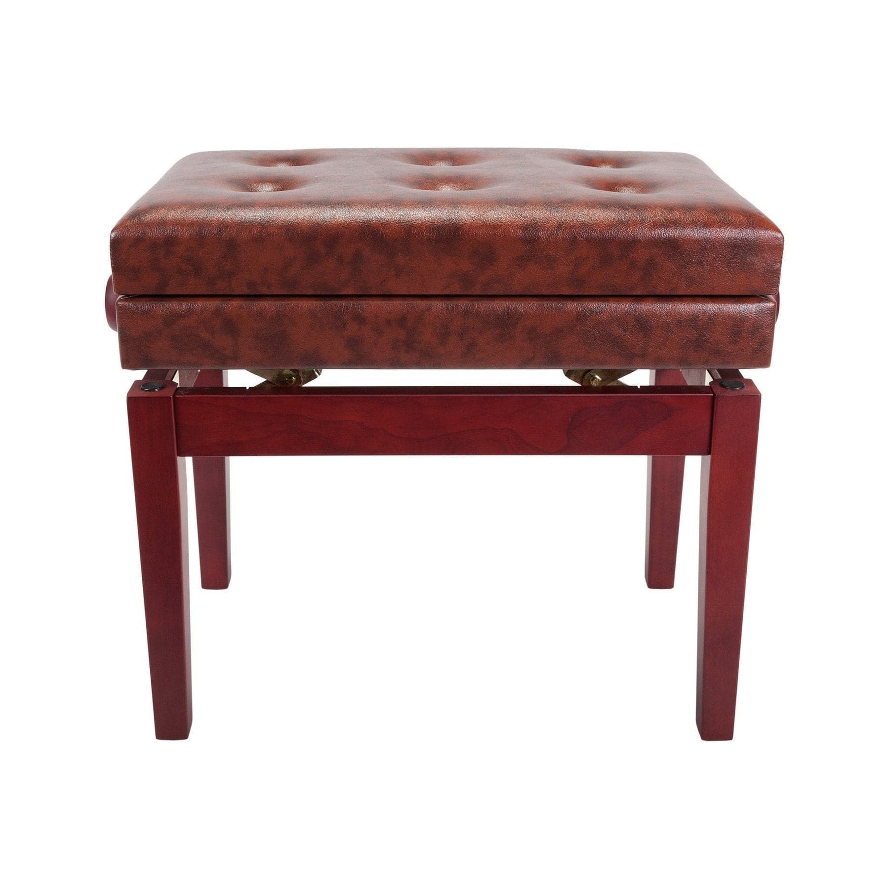 Crown Deluxe Tufted Height Adjustable Piano Stool with Storage Compartment (Mahogany) - GIG Guitars