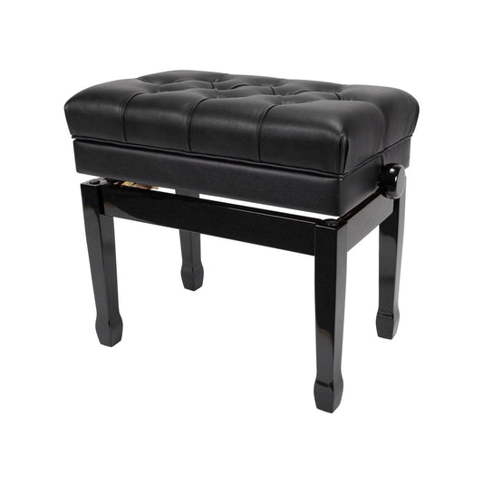 Crown Premium Tufted Double Padded Height Adjustable Piano Stool with Storage Compartment (Black) - GIG Guitars