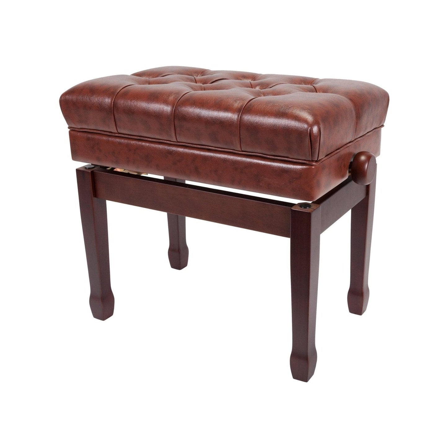 Crown Premium Tufted Double Padded Height Adjustable Piano Stool with Storage Compartment (Walnut) - GIG Guitars