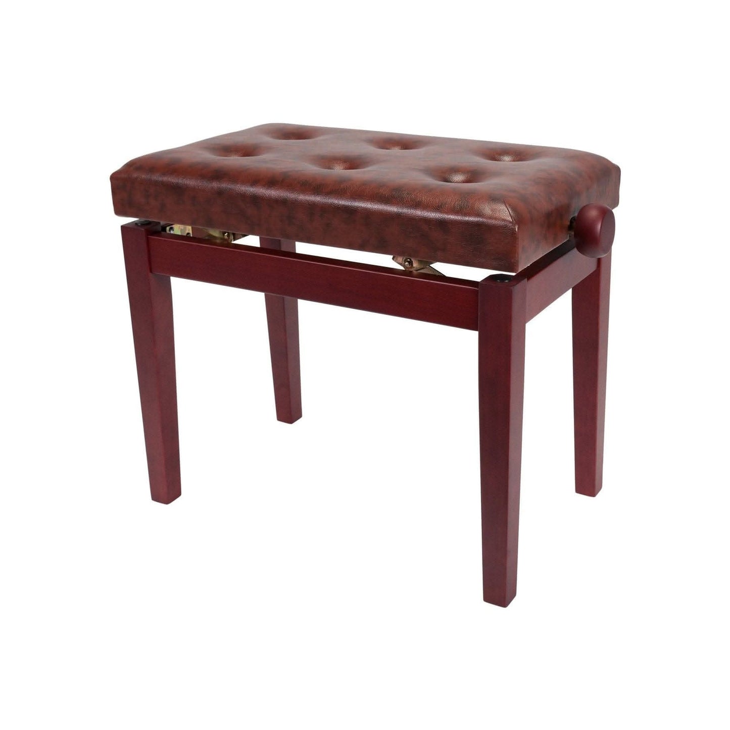 Crown Standard Tufted Height Adjustable Piano Stool (Mahogany) - GIG Guitars