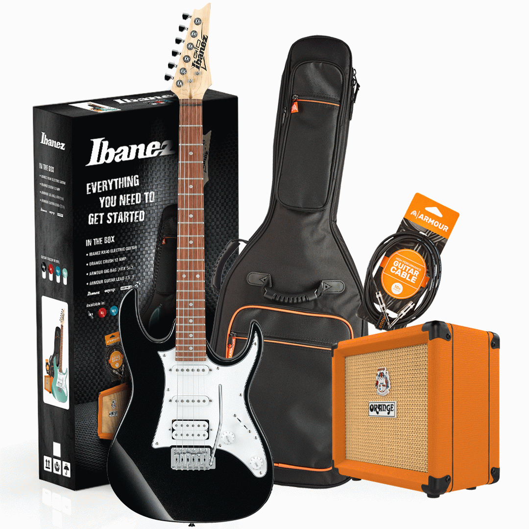 Ibanez RX40 Electric Guitar Pack with Orange Crush 12 Amp – Black Knight Electric Guitars