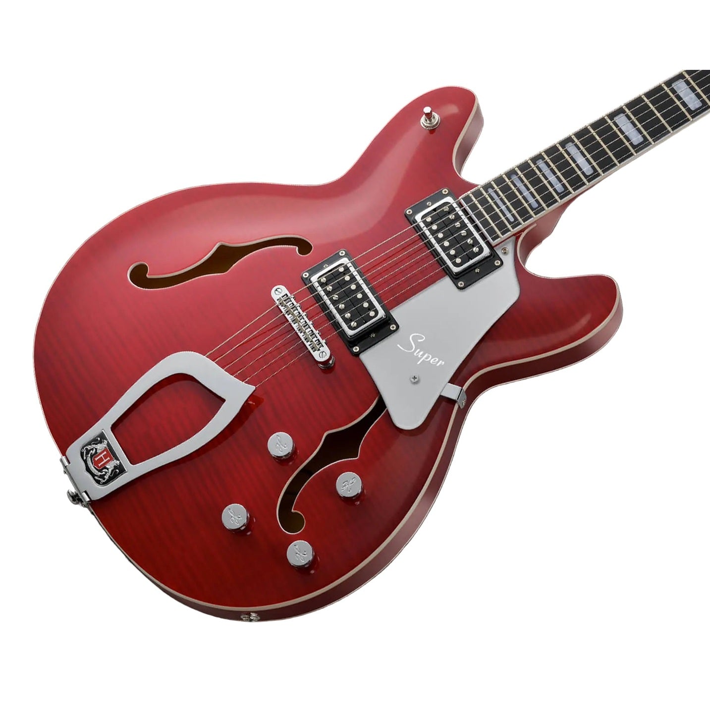 Hagstrom Guitars Semi-Hollow Guitars Super Viking, Wild Cherry Transparent Gloss 3