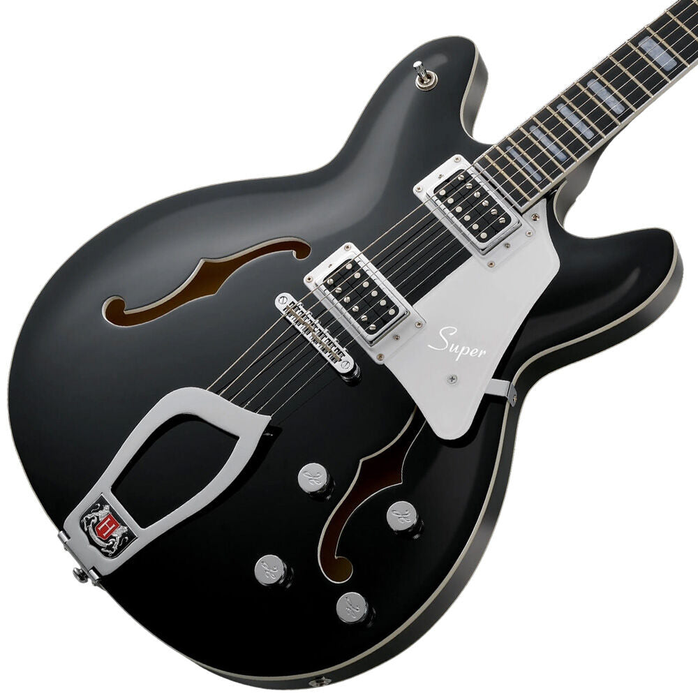 Hagstrom Super Viking Semi-Hollow Electric Guitar in Black Gloss Hagstrom Guitars Electric Guitar, Electric Guitar Case, Semi-Hollow 3