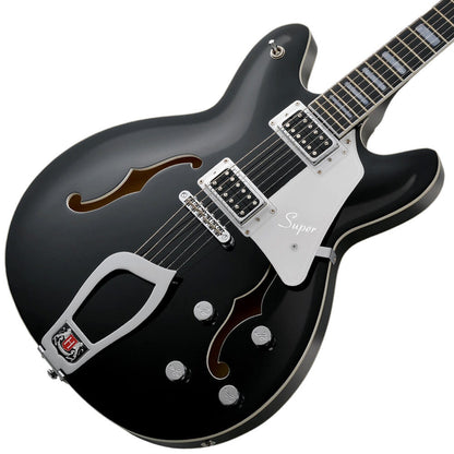 Hagstrom Super Viking Semi-Hollow Electric Guitar in Black Gloss Hagstrom Guitars Electric Guitar, Electric Guitar Case, Semi-Hollow 3