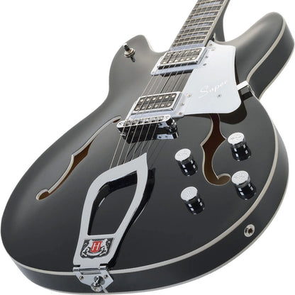 Hagstrom Super Viking Semi-Hollow Electric Guitar in Black Gloss Hagstrom Guitars Electric Guitar, Electric Guitar Case, Semi-Hollow 4
