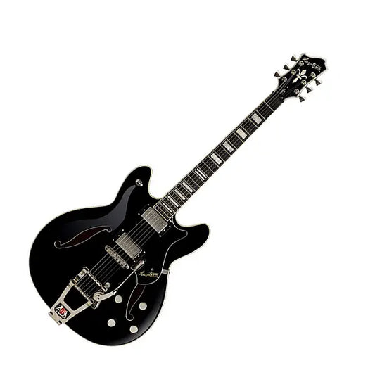 Hagstrom Tremar Viking Deluxe Semi-Hollow Guitar in Black Gloss
