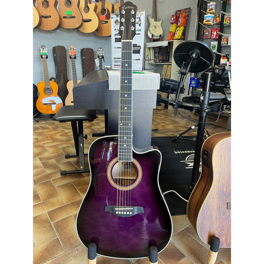 Martinez '41 Series' Dreadnought Acoustic Guitar. Cut-away Gloss Finish Gloss Purple Burst