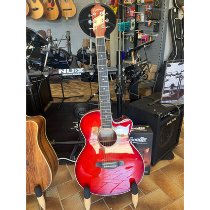 Martinez '41 Series' Dreadnought Acoustic Guitar. Cut-away Gloss Finish Gloss Red Burst