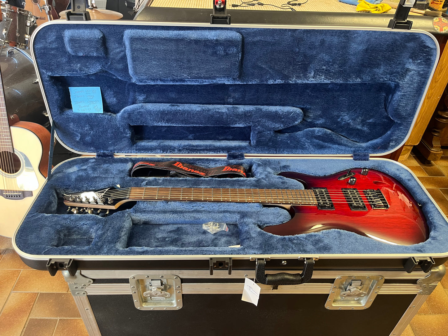 Ibanez S521 electric guitar bundle with hardshell case and strap